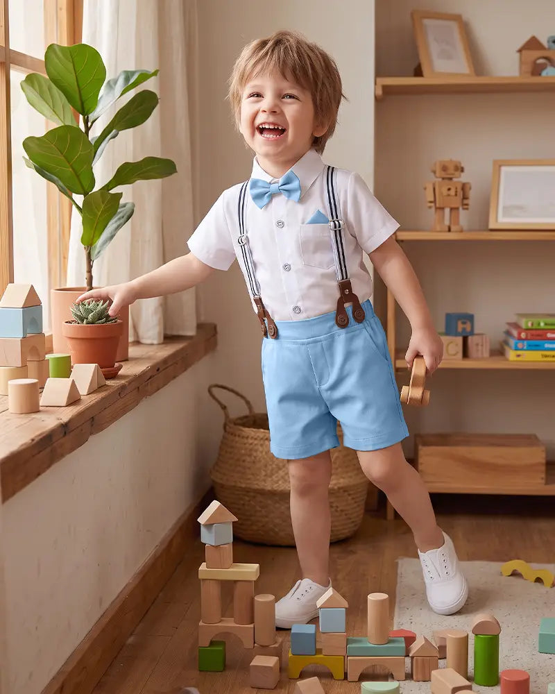 Toddler Suspender Shorts Formal Suit Set