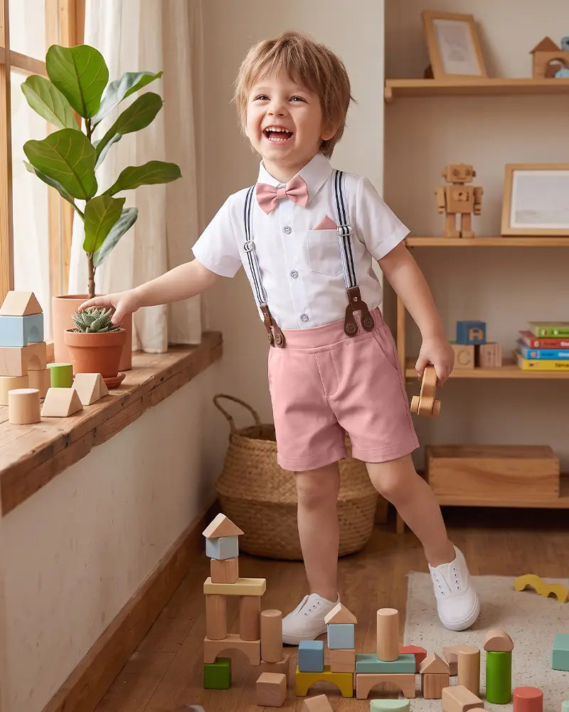 Toddler Suspender Shorts Formal Suit Set