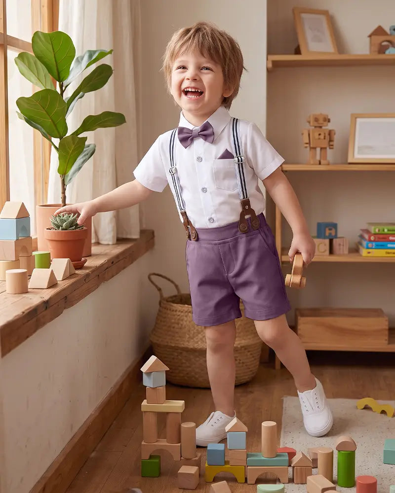Toddler Suspender Shorts Formal Suit Set