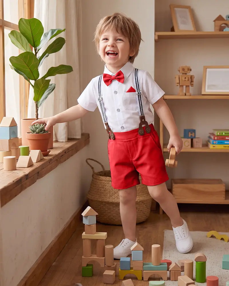 Toddler Suspender Shorts Formal Suit Set