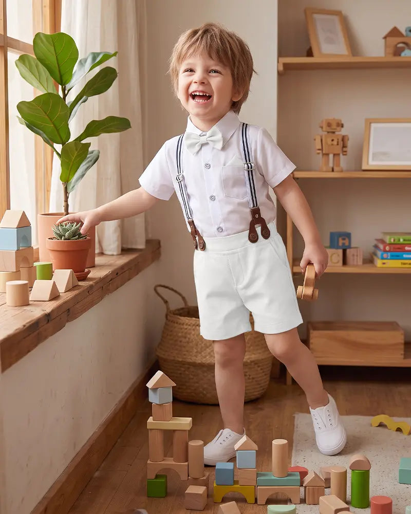 Toddler Suspender Shorts Formal Suit Set