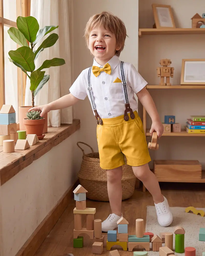 Toddler Suspender Shorts Formal Suit Set
