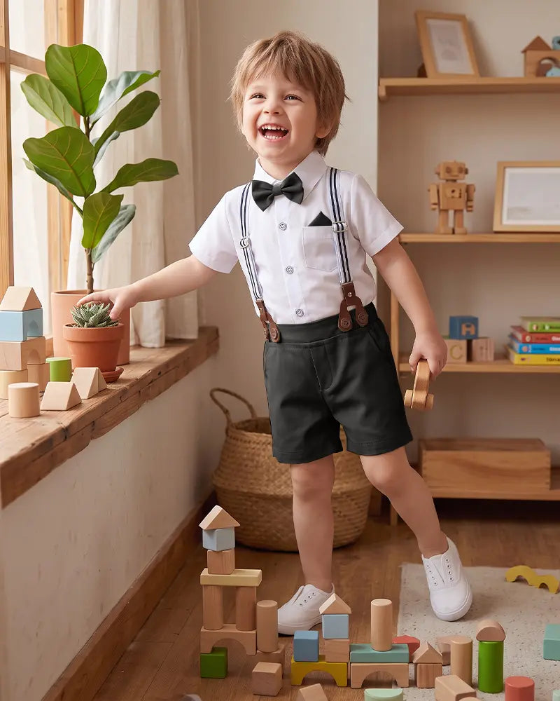 Toddler Suspender Shorts Formal Suit Set