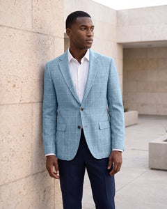 Windowpane Check Notch Lapel Blazer Sport Coat