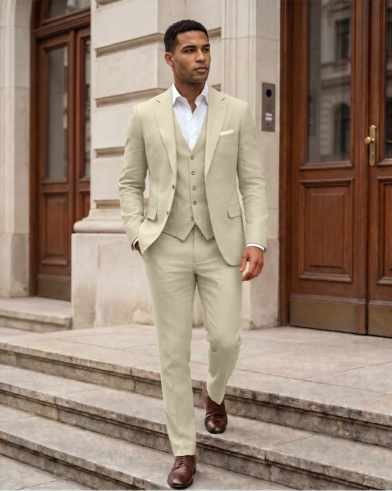 Notch Lapel 2 Button Men 3 Piece Suit