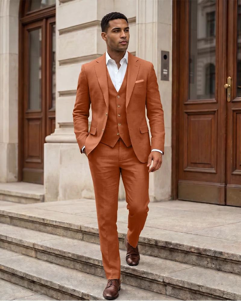 Notch Lapel 2 Button Men 3 Piece Suit