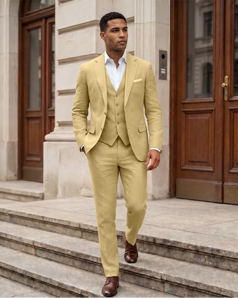 Notch Lapel 2 Button Men 3 Piece Suit
