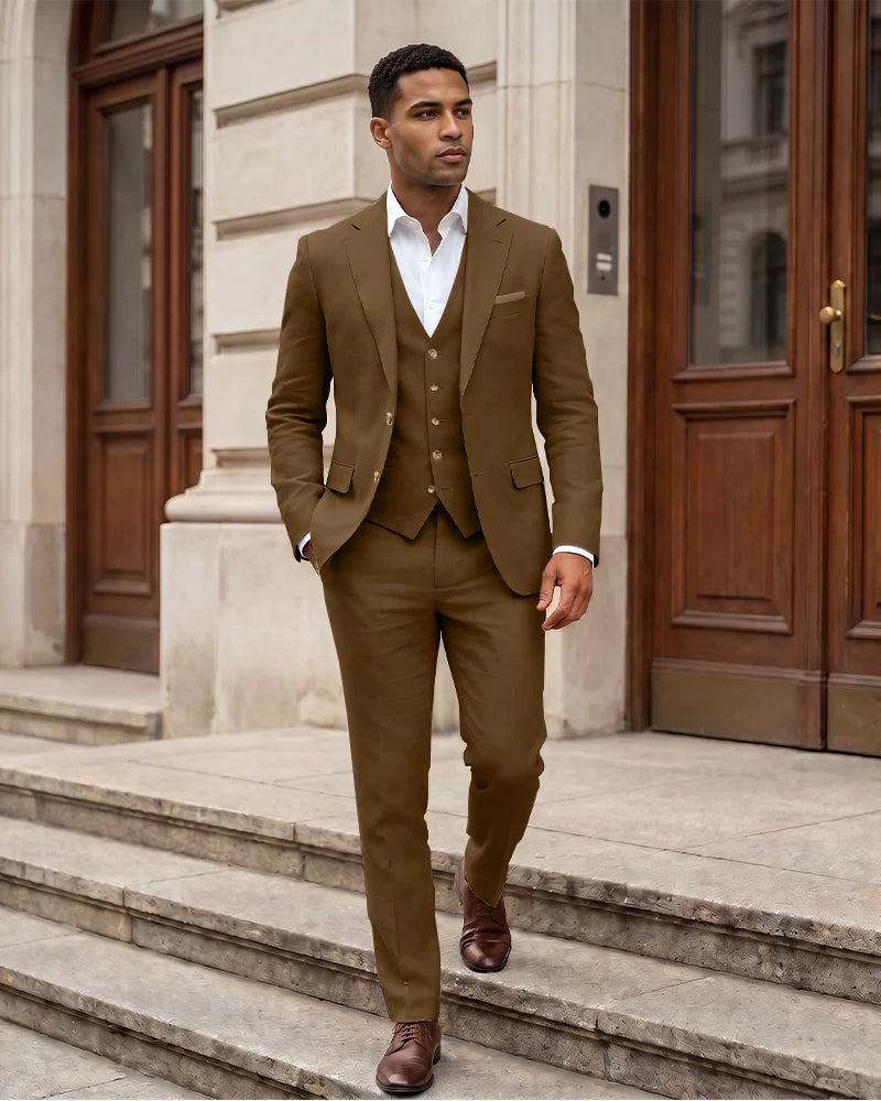 Notch Lapel 2 Button Men 3 Piece Suit