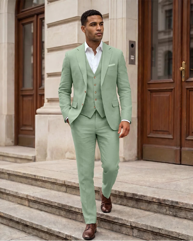 Notch Lapel 2 Button Men 3 Piece Suit