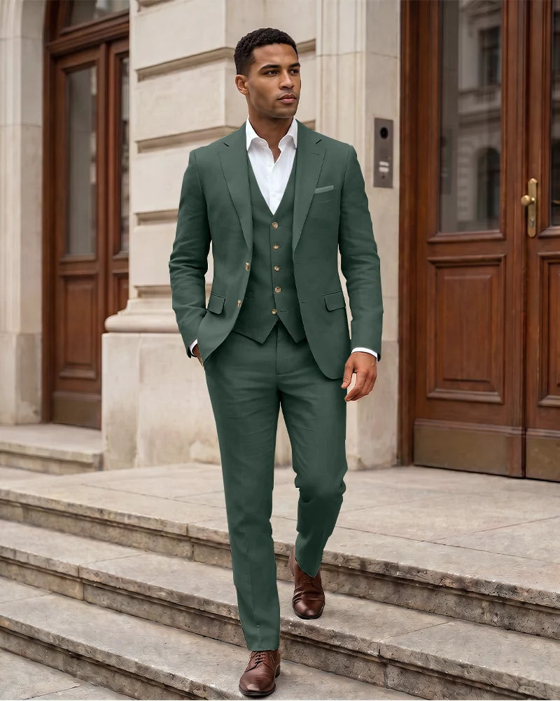 Notch Lapel 2 Button Men 3 Piece Suit