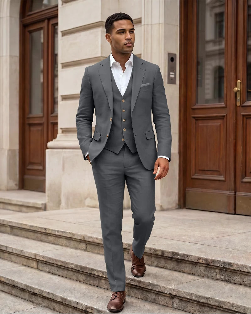 Notch Lapel 2 Button Men 3 Piece Suit