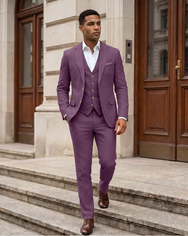 Notch Lapel 2 Button Men 3 Piece Suit