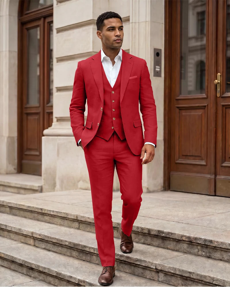 Notch Lapel 2 Button Men 3 Piece Suit