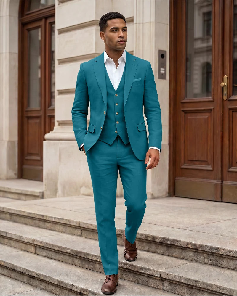 Notch Lapel 2 Button Men 3 Piece Suit