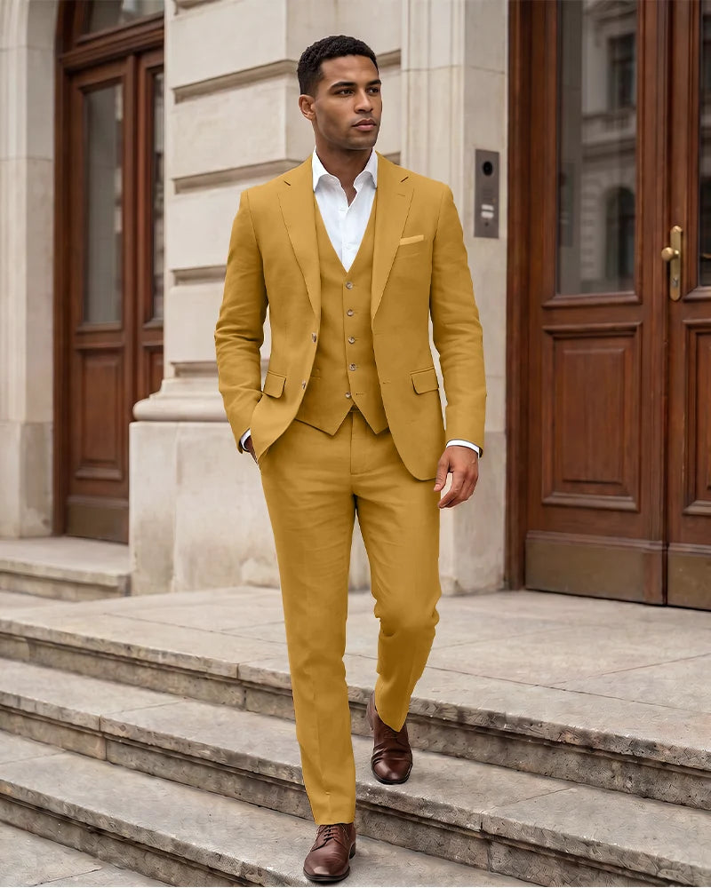 Notch Lapel 2 Button Men 3 Piece Suit