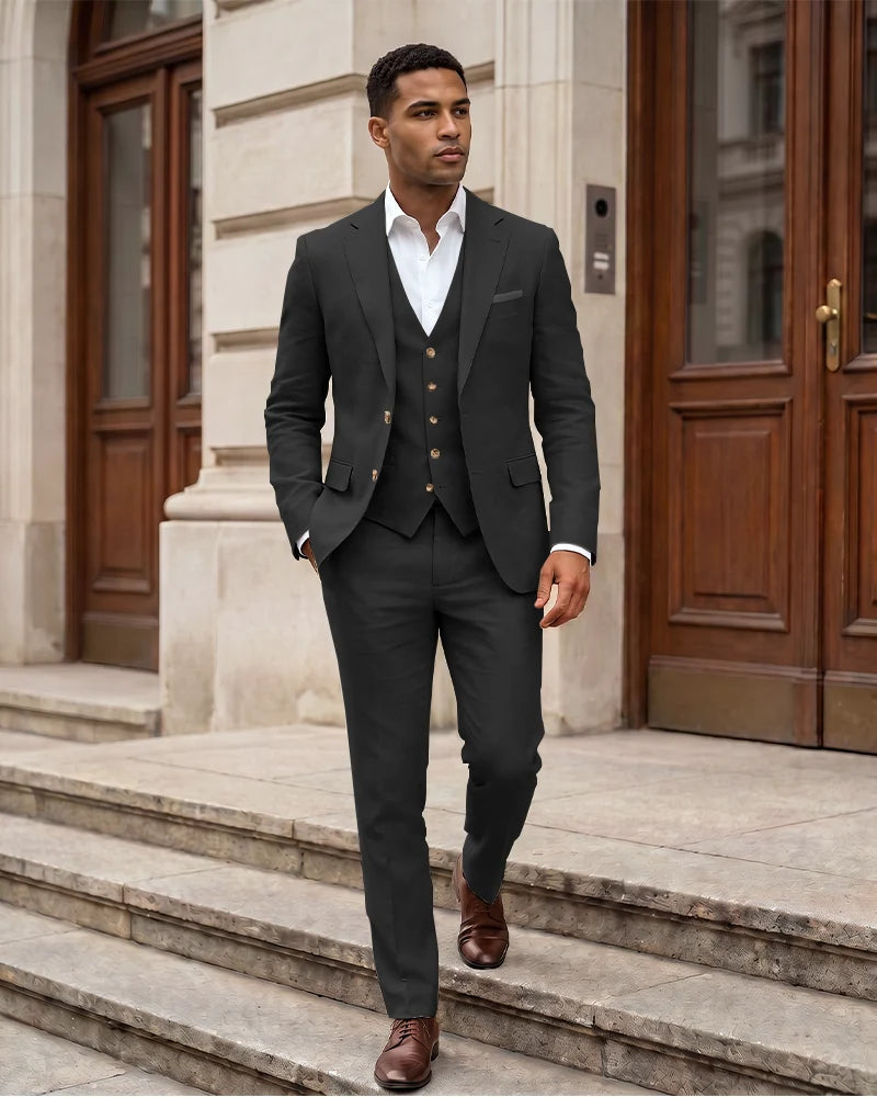 Notch Lapel 2 Button Men 3 Piece Suit