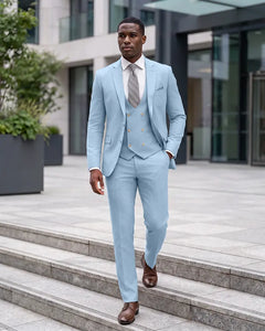 Notch Lapel 3 Piece Suit Double Breasted Waistcoat Jacket