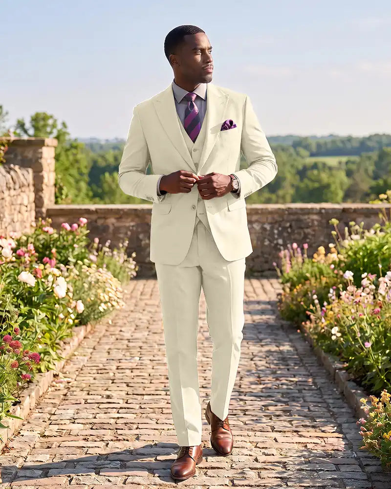 Formal 3 Piece Wedding Suit Slim Fit Outfit for Groomsmen