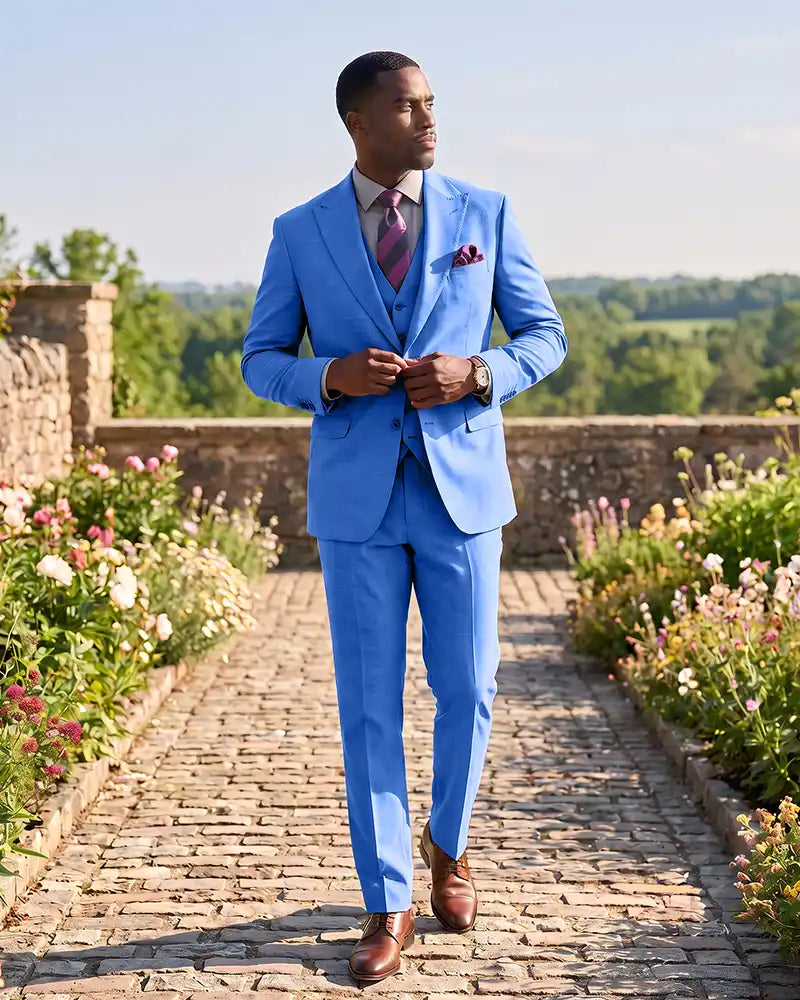 Formal 3 Piece Wedding Suit Slim Fit Outfit for Groomsmen
