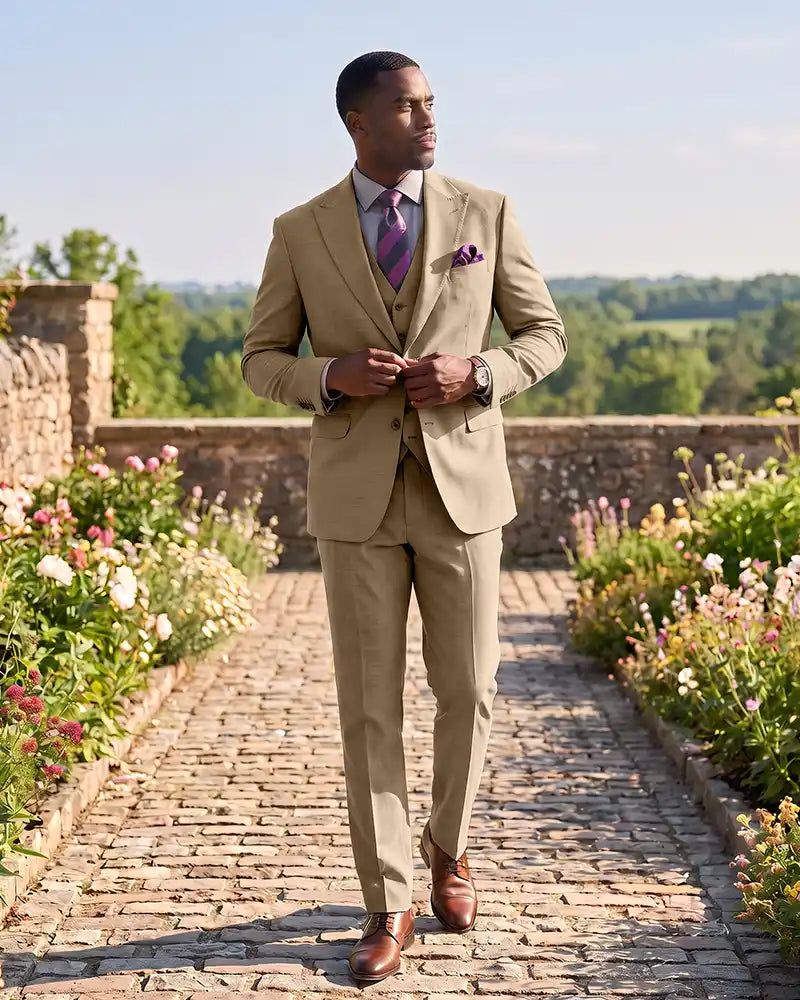 Formal 3 Piece Wedding Suit Slim Fit Outfit for Groomsmen