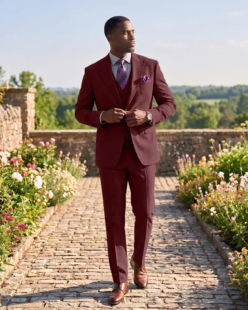 Formal 3 Piece Wedding Suit Slim Fit Outfit for Groomsmen