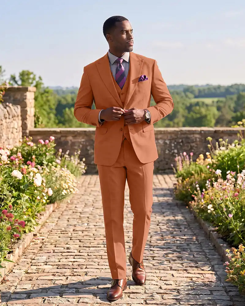 Formal 3 Piece Wedding Suit Slim Fit Outfit for Groomsmen