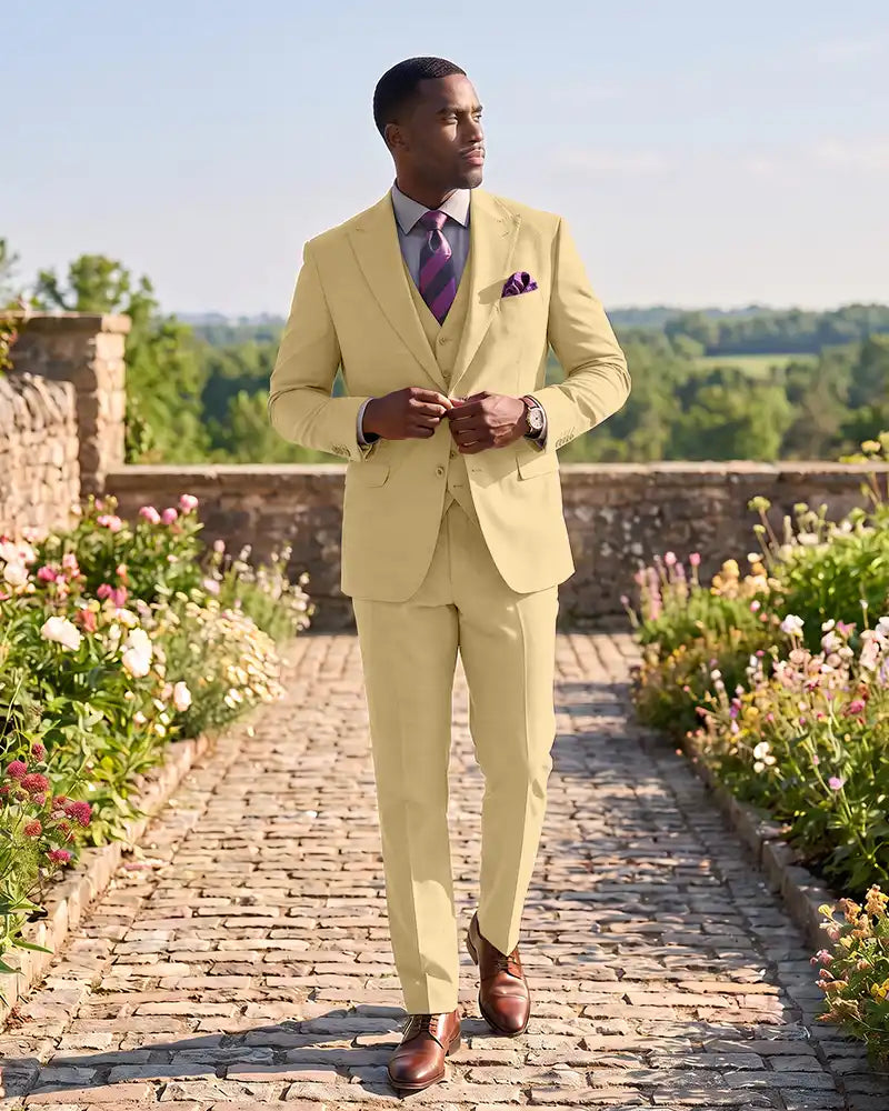 Formal 3 Piece Wedding Suit Slim Fit Outfit for Groomsmen