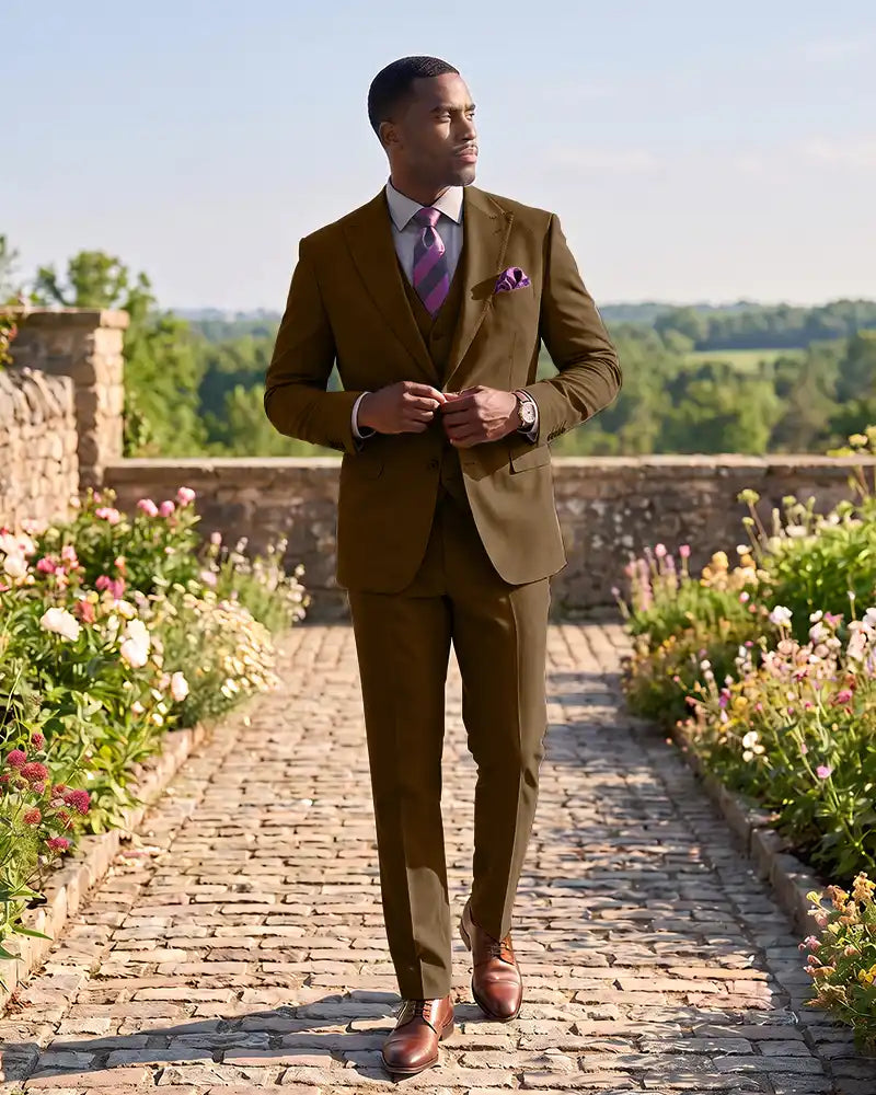 Formal 3 Piece Wedding Suit Slim Fit Outfit for Groomsmen