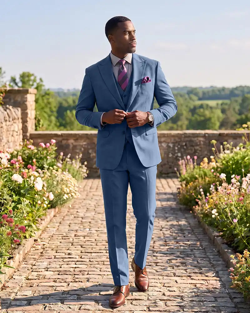 Formal 3 Piece Wedding Suit Slim Fit Outfit for Groomsmen