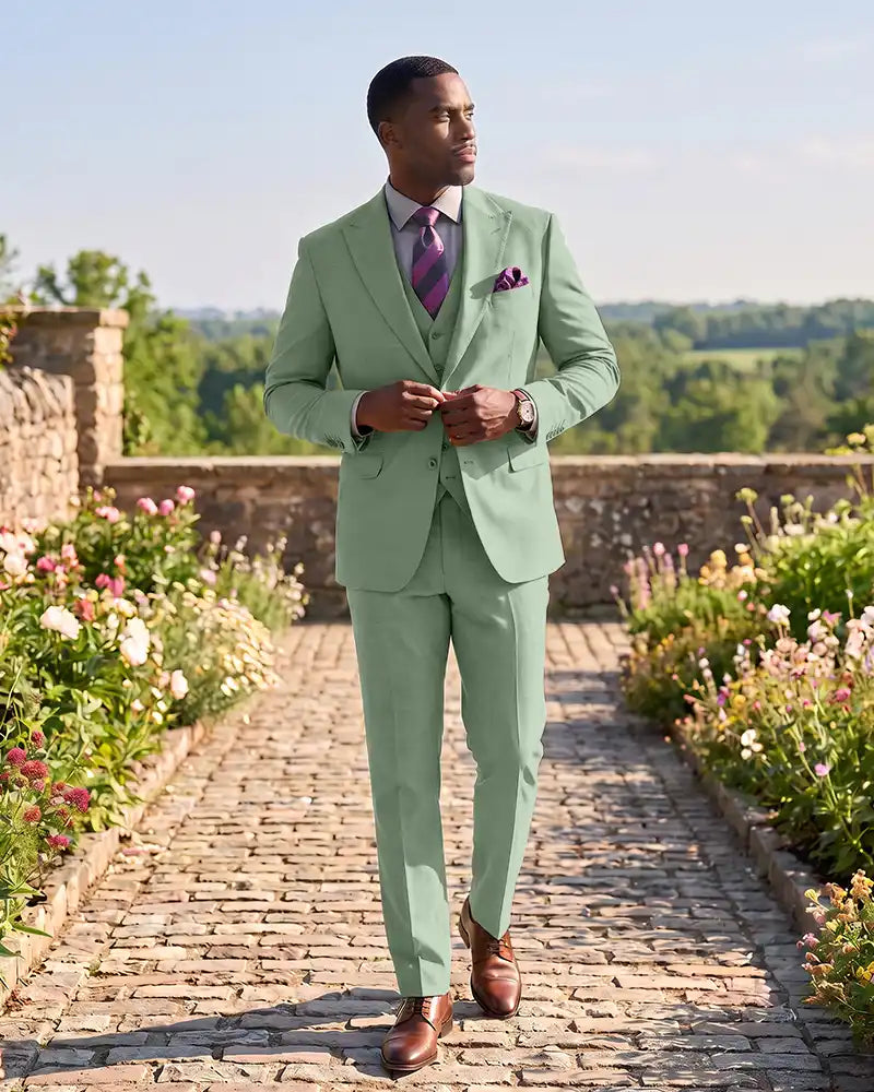 Formal 3 Piece Wedding Suit Slim Fit Outfit for Groomsmen
