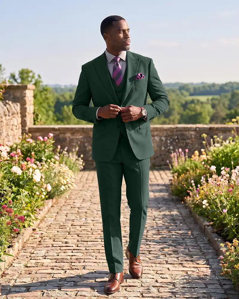 Formal 3 Piece Wedding Suit Slim Fit Outfit for Groomsmen