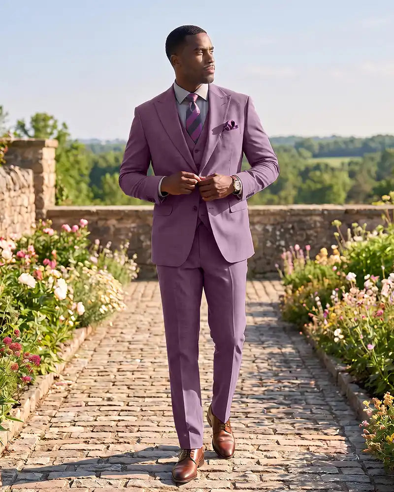 Formal 3 Piece Wedding Suit Slim Fit Outfit for Groomsmen