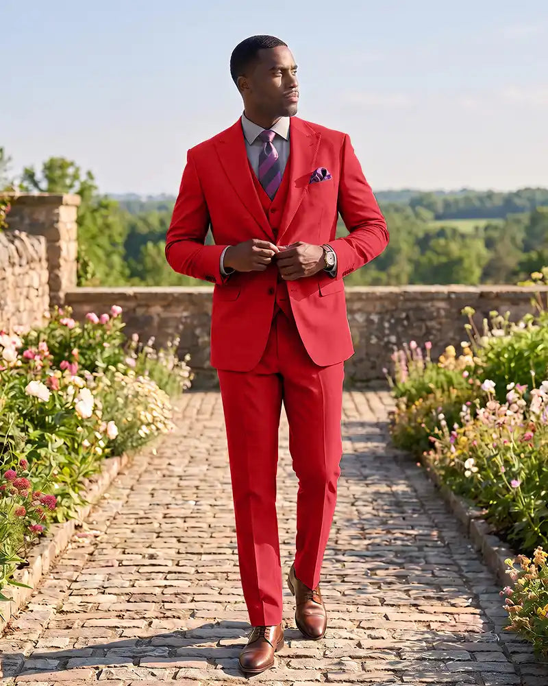 Formal 3 Piece Wedding Suit Slim Fit Outfit for Groomsmen
