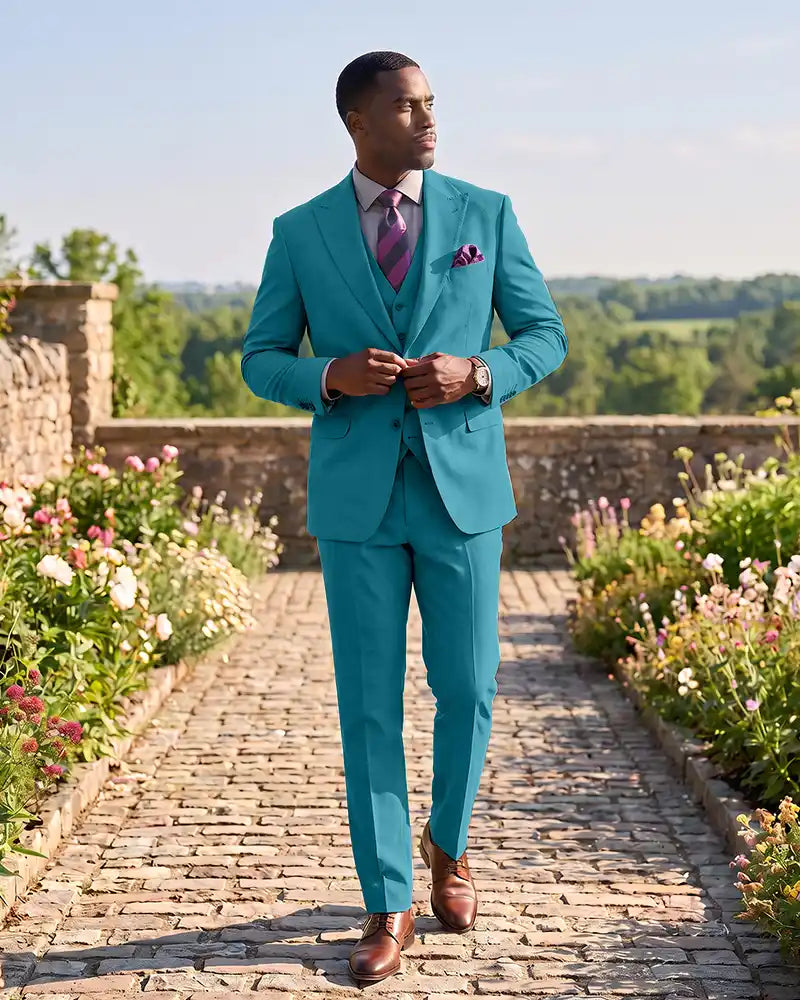 Formal 3 Piece Wedding Suit Slim Fit Outfit for Groomsmen