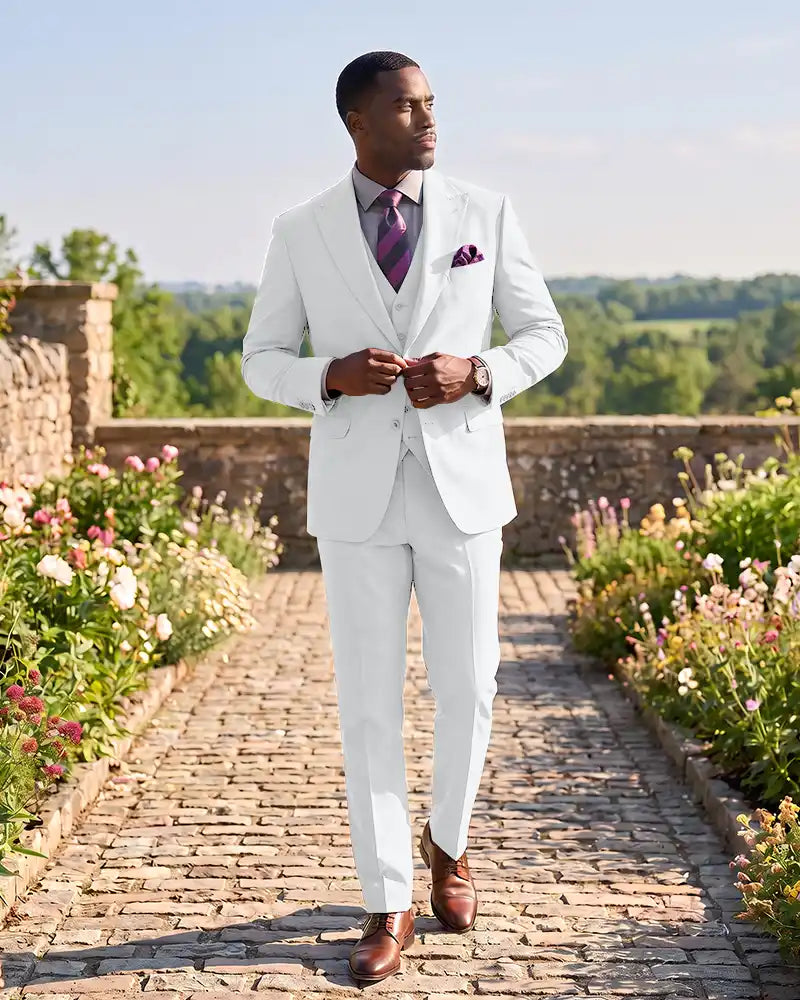 Formal 3 Piece Wedding Suit Slim Fit Outfit for Groomsmen