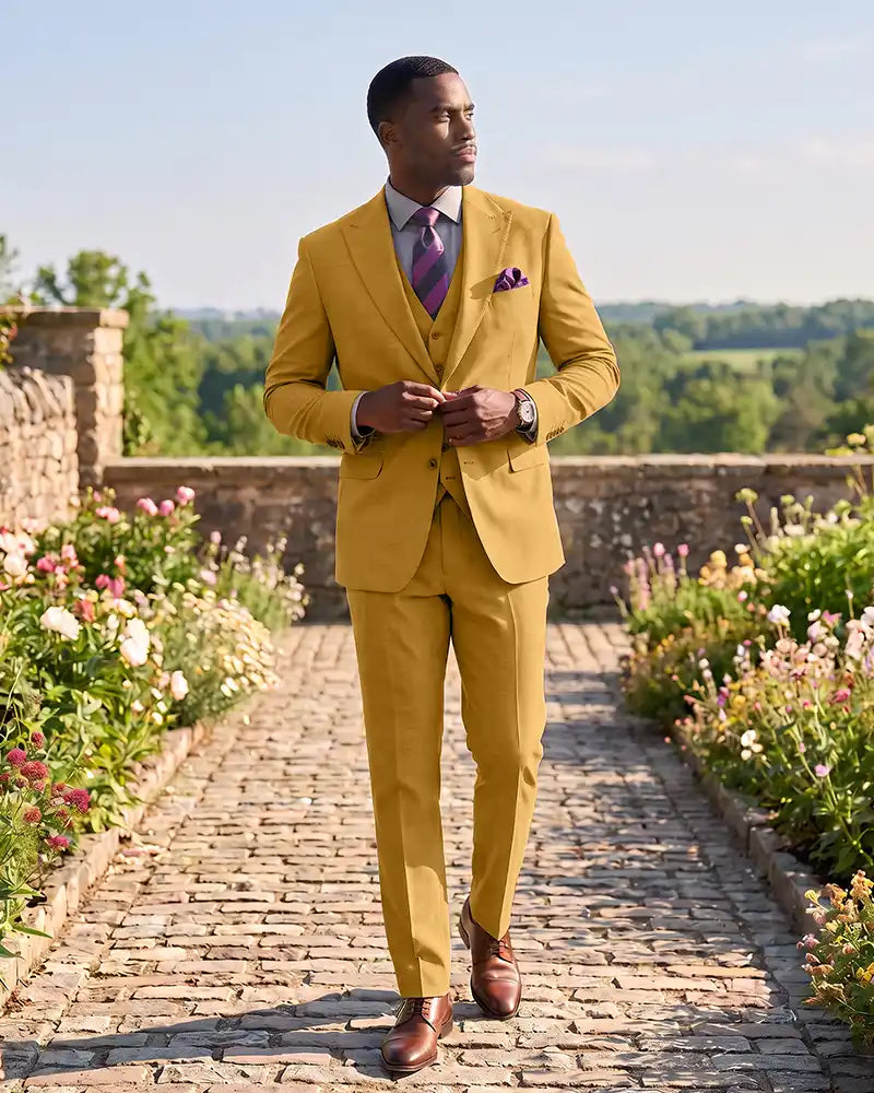 Formal 3 Piece Wedding Suit Slim Fit Outfit for Groomsmen