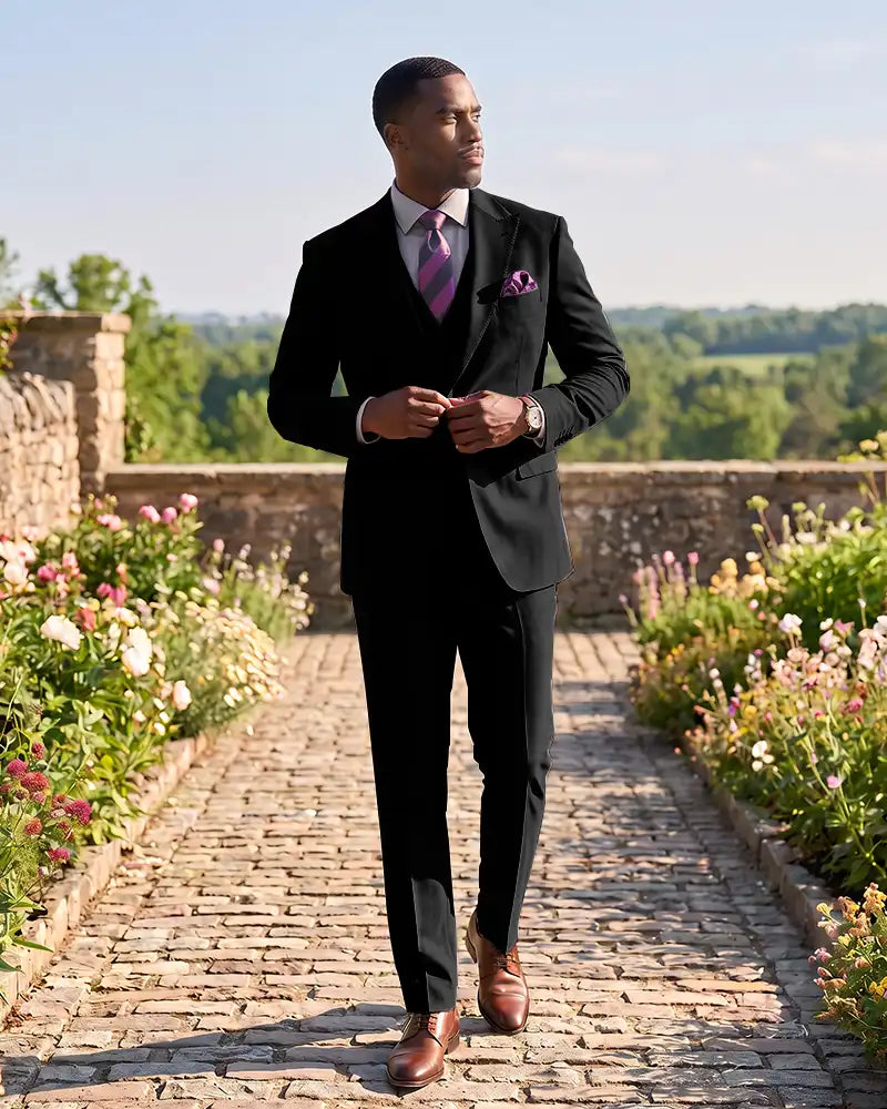 Formal 3 Piece Wedding Suit Slim Fit Outfit for Groomsmen