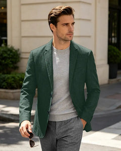 Lightweight Linen Slim Fit Daily Business Blazer -Green -1
