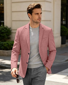 Lightweight Linen Slim Fit Daily Business Blazer -Pink -1

