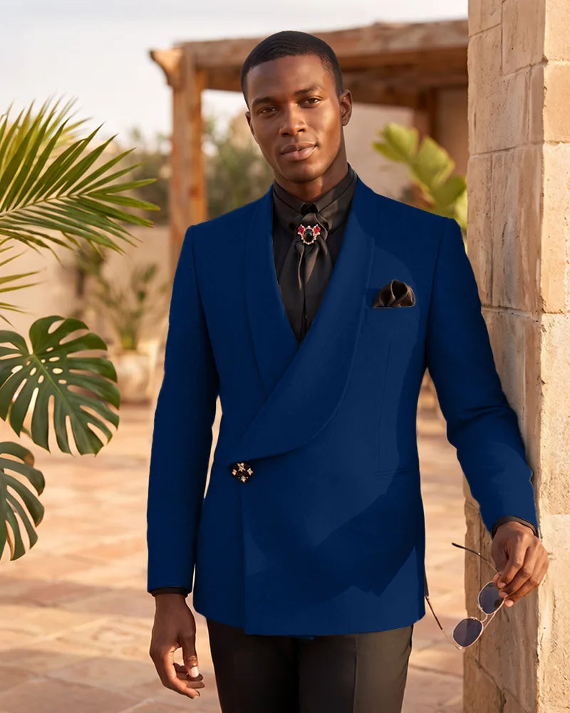 Asymmetric Shawl Lapel Velvet Tuxedo Blazer