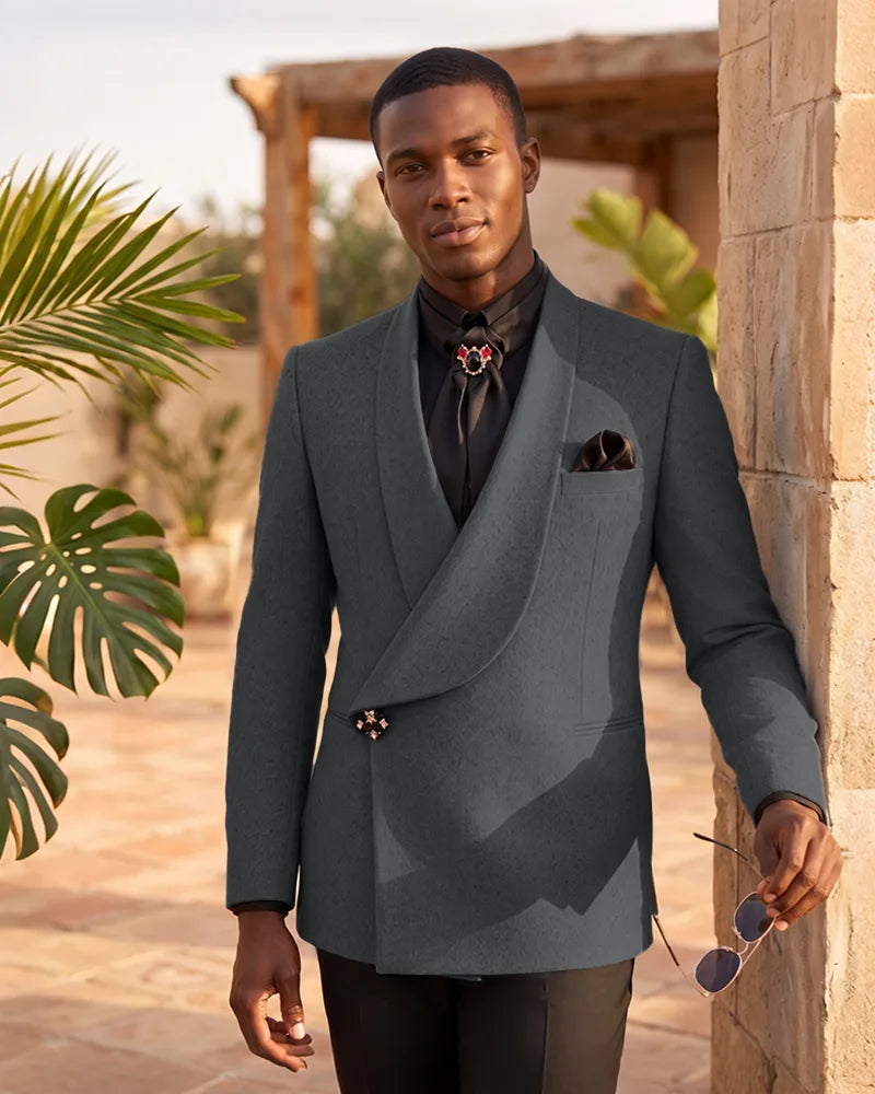 Asymmetric Shawl Lapel Velvet Tuxedo Blazer