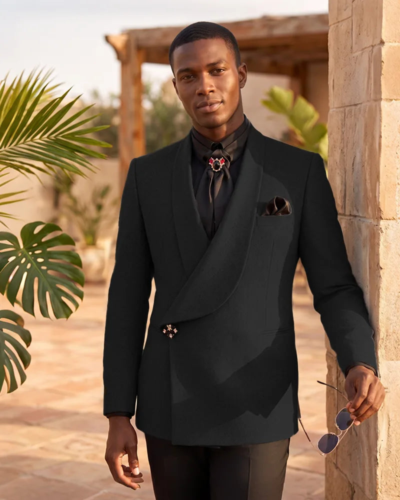Asymmetric Shawl Lapel Velvet Tuxedo Blazer