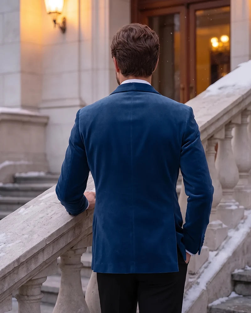 Velvet Shawl Lapel Tuxedo Jacket-DarkNavy-3