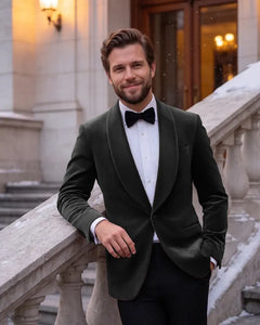 Velvet Shawl Lapel Tuxedo Jacket-black-1