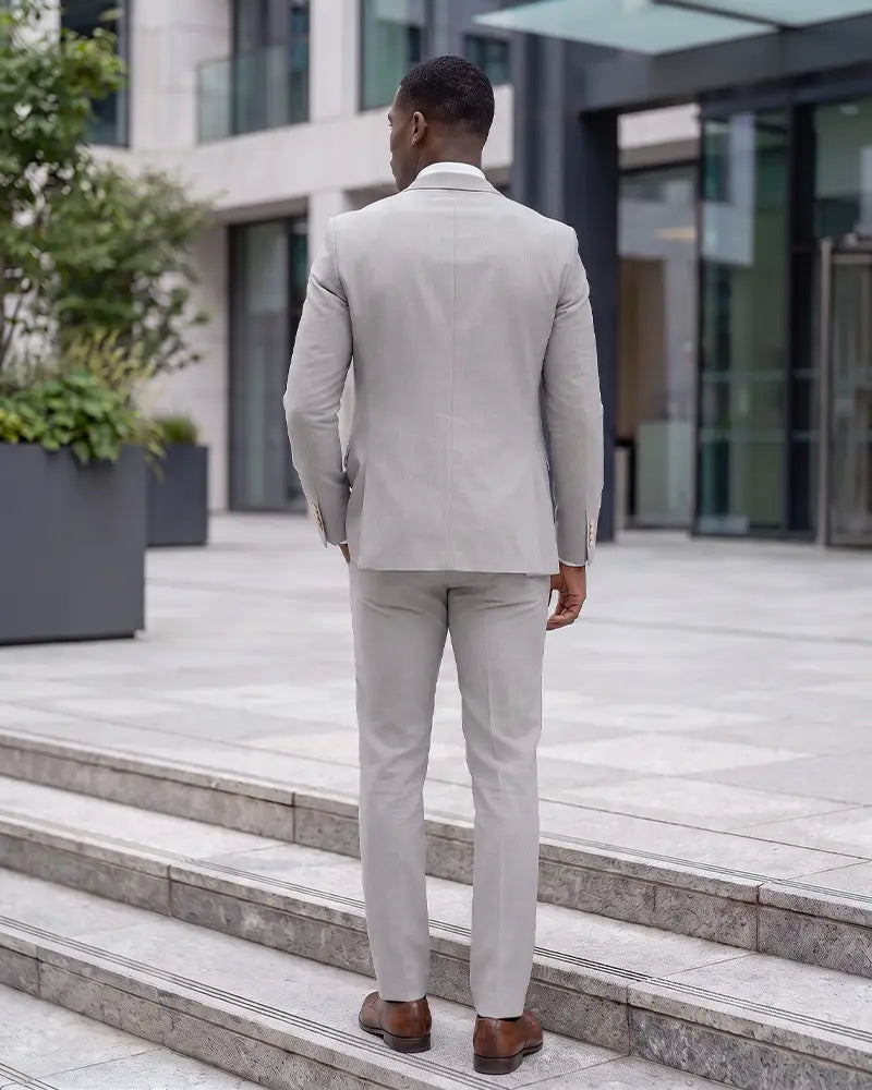 Notch Lapel 3 Piece Suit Double Breasted Waistcoat Jacket